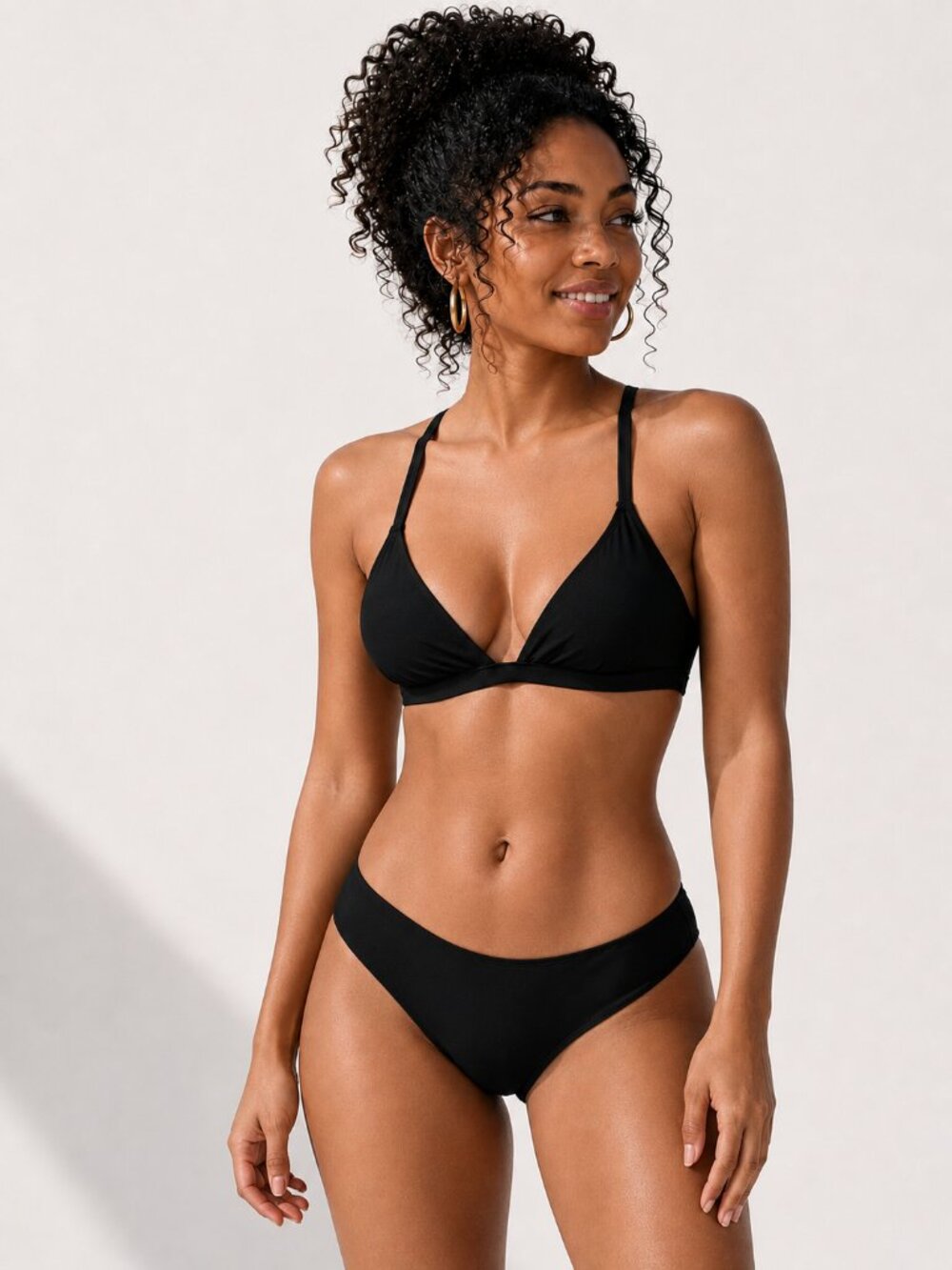 Cupshe Boho Rhapsody Black Bralette Bikini Set Lace Up S NWT